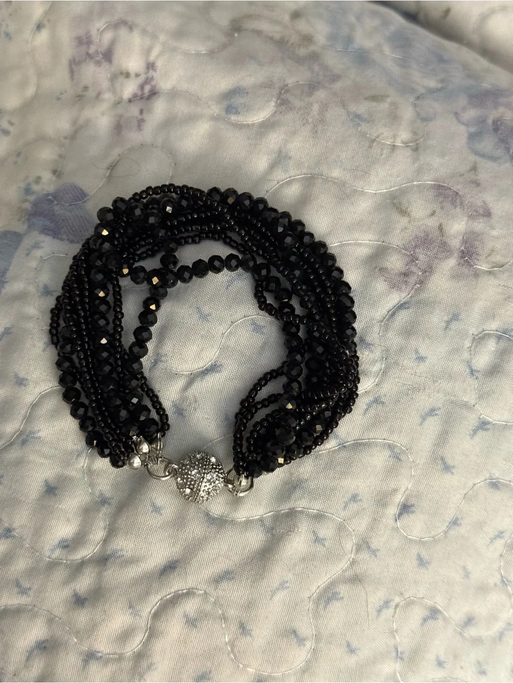 NWT-Crystal bead bracelet with pave magnetic clasp
